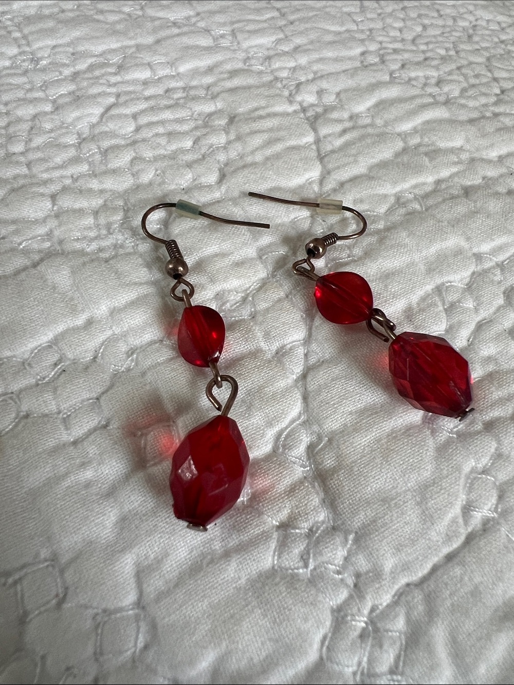 Red Faceted Drop Bead Earrings - Women Jewelry